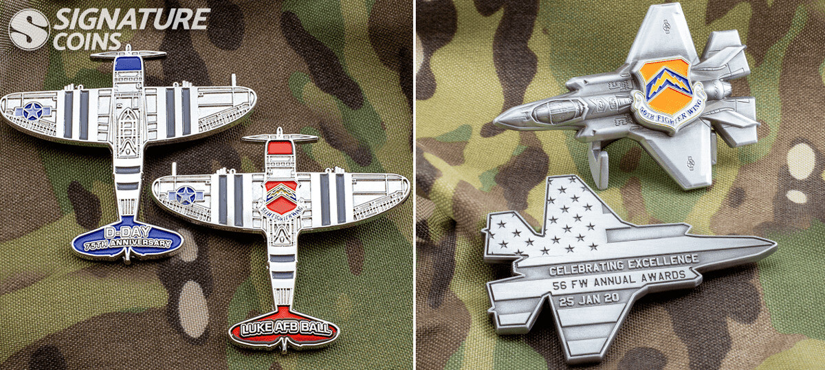 Custom shape Air Force challenge coin by Signature Coins
