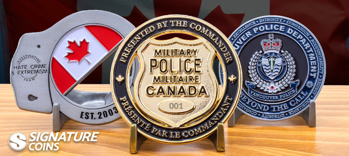 Canadian police challenge coins for departments and detachments across the provinces