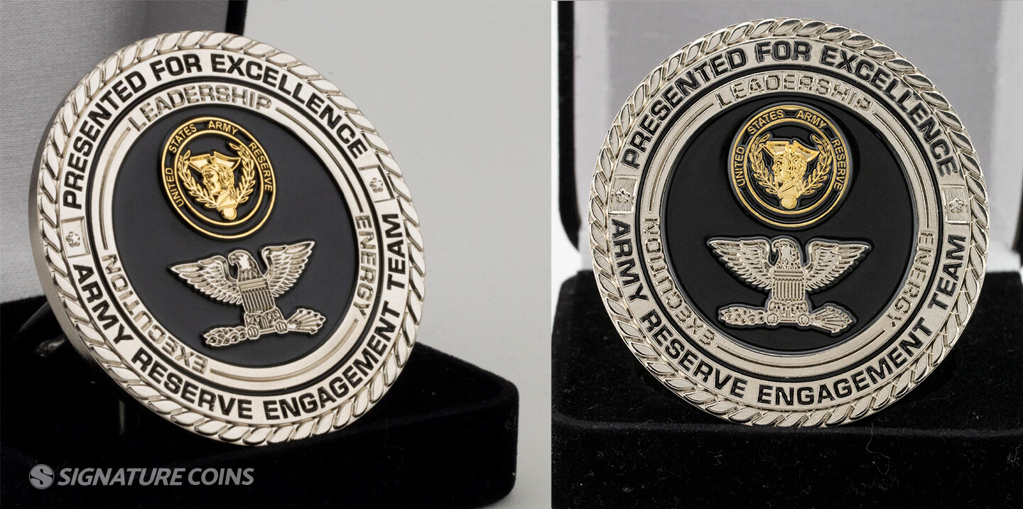 Dual plated challenge coin with two different metal finishes