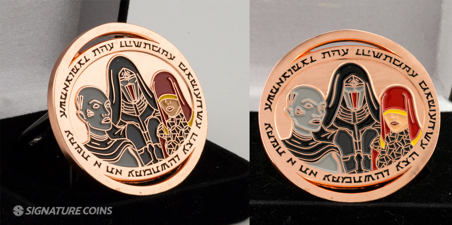 High polished copper plating on a custom challenge coin