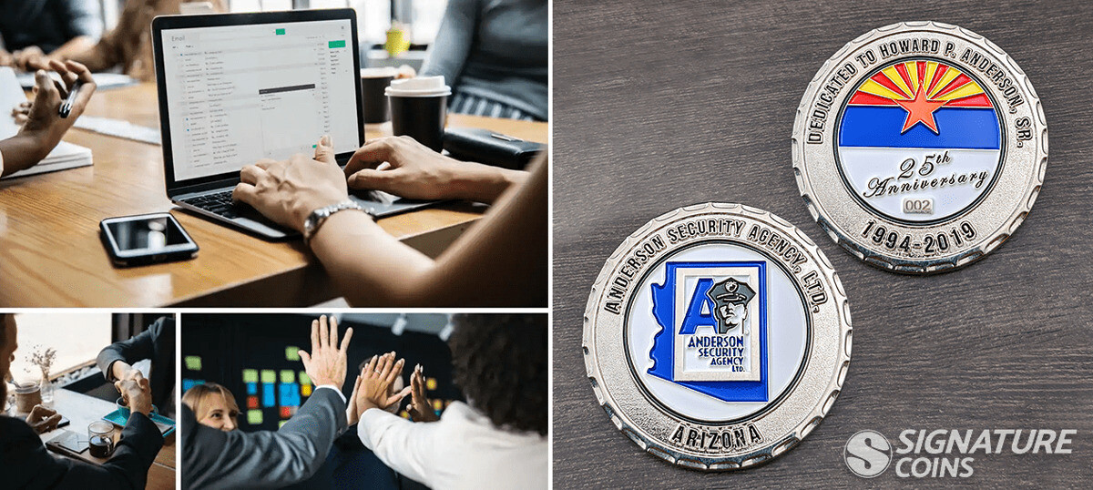 Custom work anniversary employee recognition coins