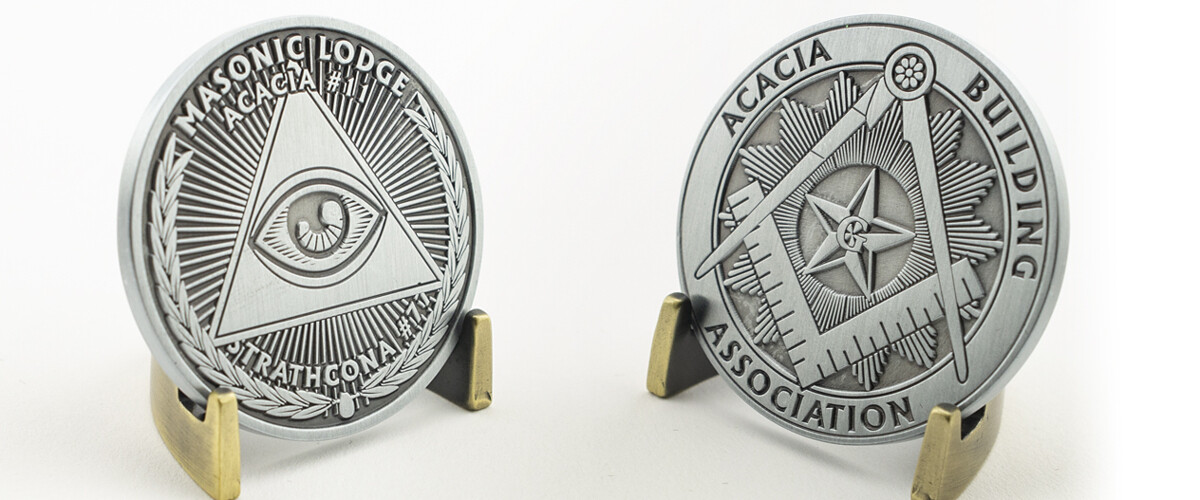 Diestruck All Metal Masonic Challenge Coin