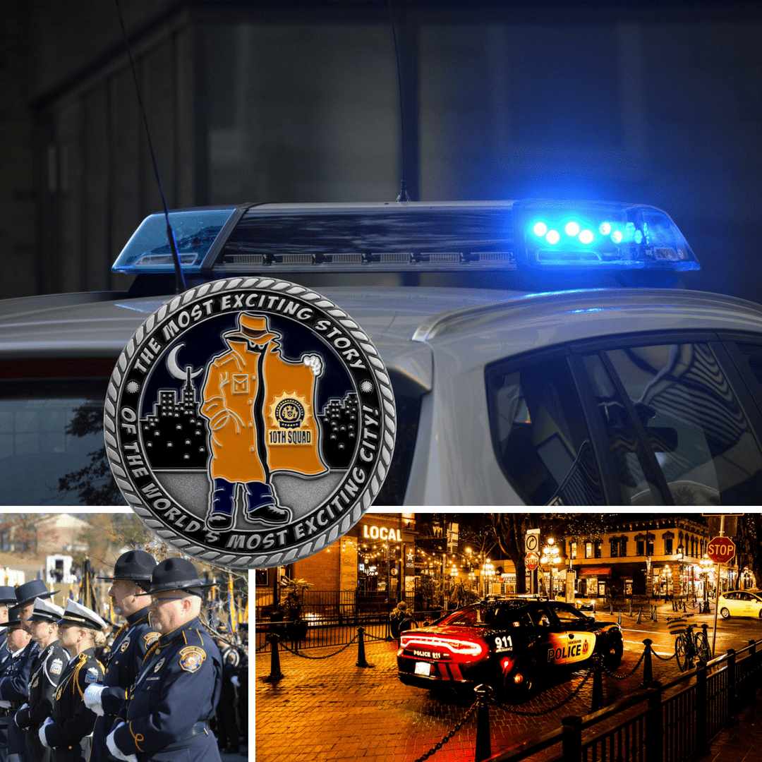 Police detective challenge coin collage
