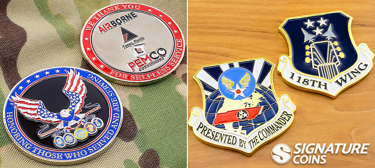 Custom DoD challenge coins for military units