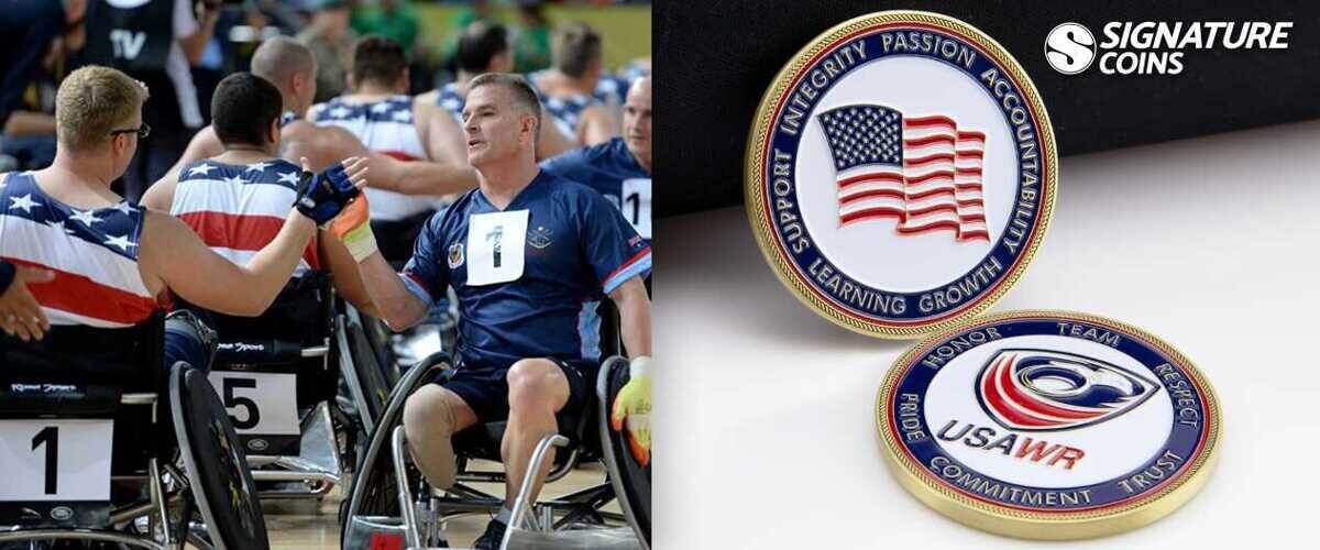 Paralympic Games Wheelchair Rugby challenge coins