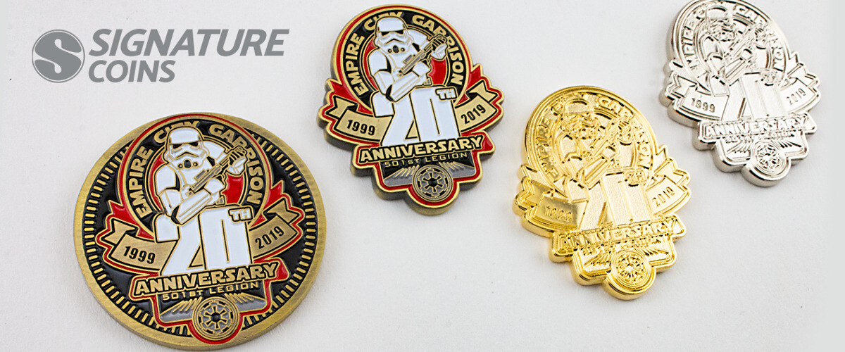 Custom shape challenge coins cut to shape for nonprofits