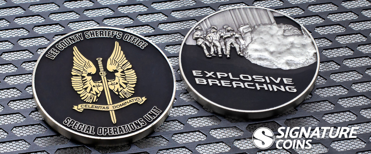 Black matte 3D challenge coin