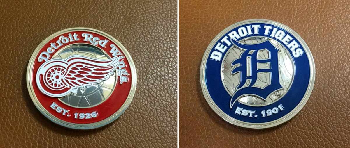 Detroit Red Wings and Detroit Tigers Challenge Coins