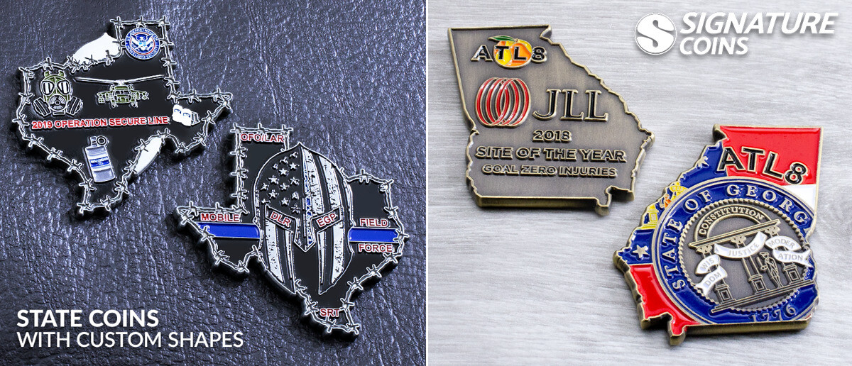 State shaped challenge coins